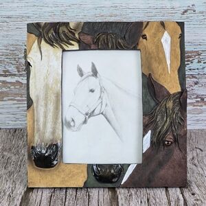 Vintage Horse Picture Frame, Equestrian Themed Picture Frame